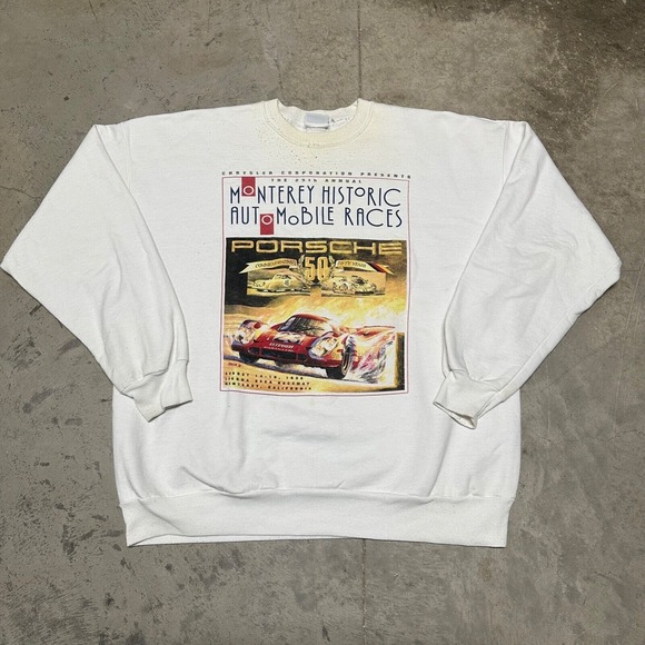Vintage Porsche 917 Sweatshirt‎ Adult 2XL White Monterey Historical Auto Races